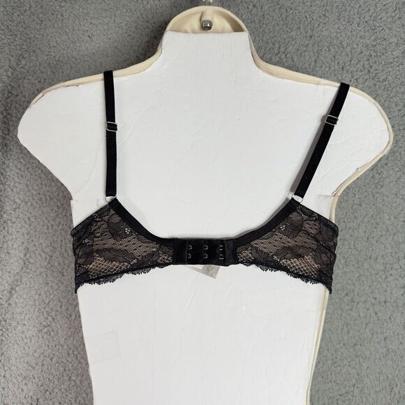 Victoria's Secret Bra Womens Biofit Demi Uplift Nude‎ with Black Lace 36c Straps - Picture 4 of 9